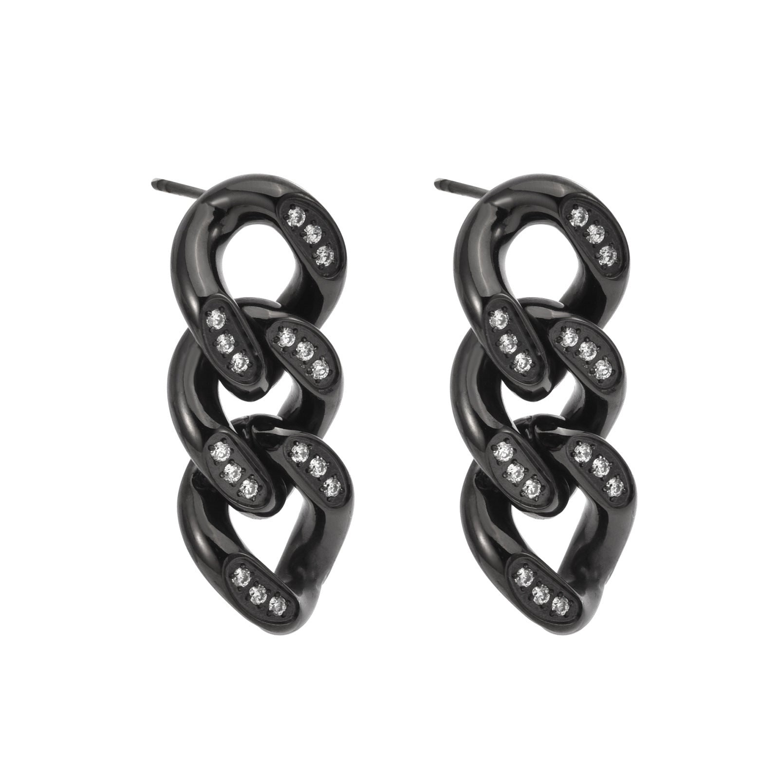 Boucles d'oreilles en acier inoxydable en forme de chaîne à maillons cubains