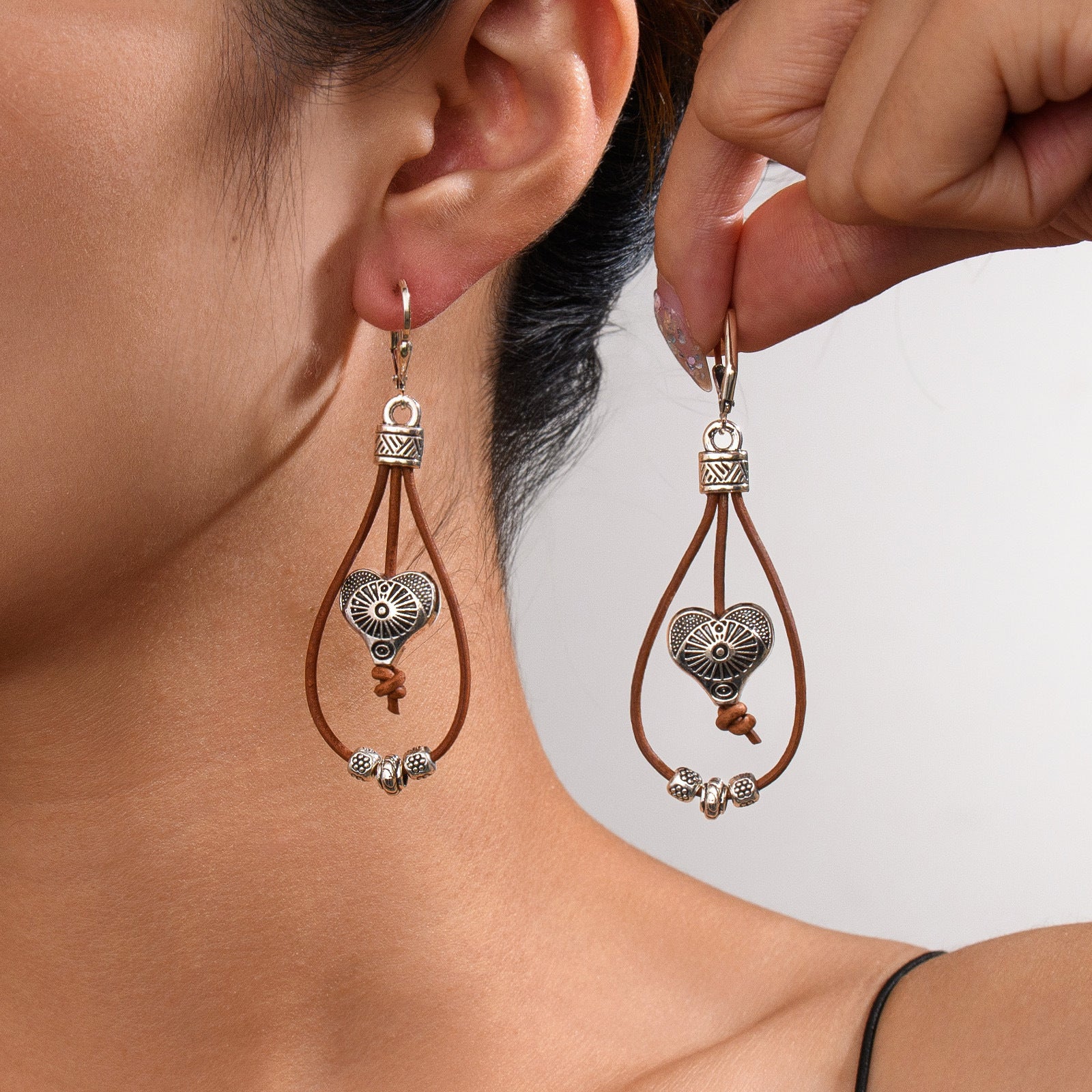 Boucles d'oreilles vintage style ethnique fleur turquoise