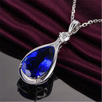 Colliers avec pendentif en cristal bleu saphir tanzanite