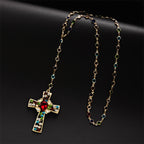 Collier pendentif croix en zircon coloré de haute qualité