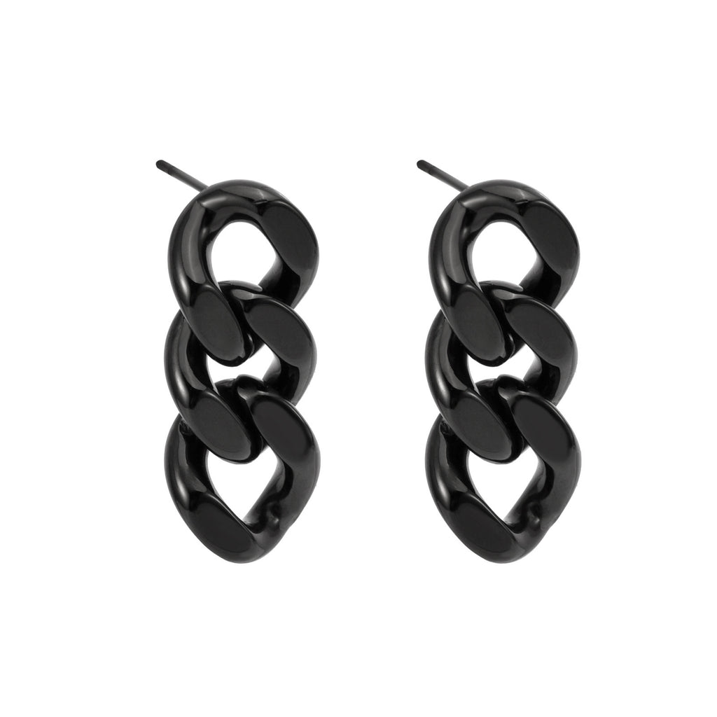 Boucles d'oreilles en acier inoxydable en forme de chaîne à maillons cubains