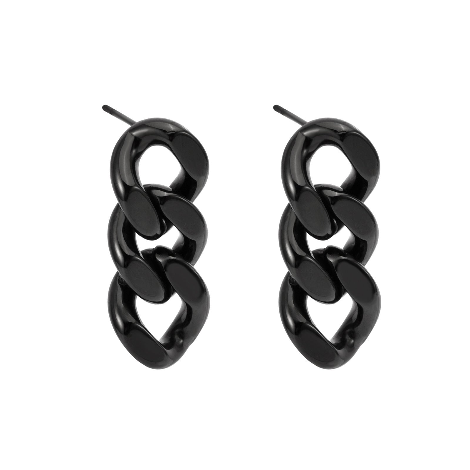 Boucles d'oreilles en acier inoxydable en forme de chaîne à maillons cubains