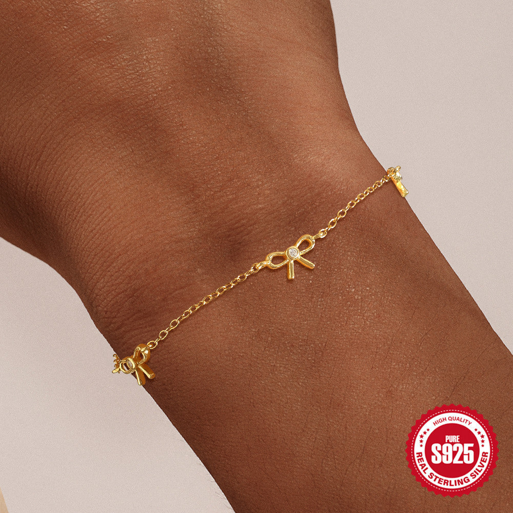 Collier en argent sterling S925 avec nœud et zirconium