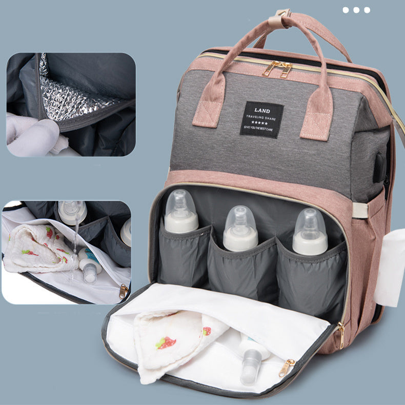 Sac à dos isotherme grande capacité pour berceau de bébé et maman