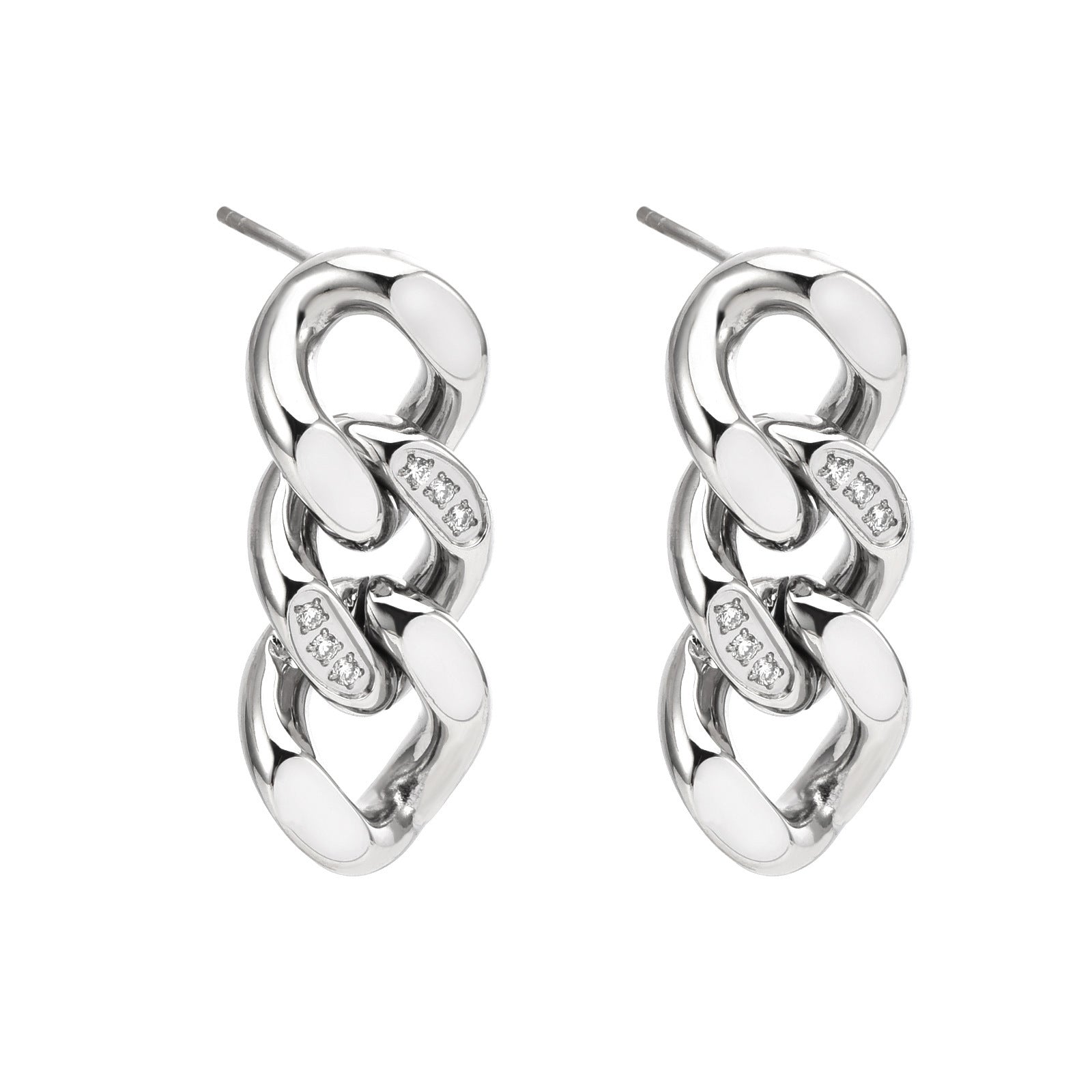 Boucles d'oreilles en acier inoxydable en forme de chaîne à maillons cubains