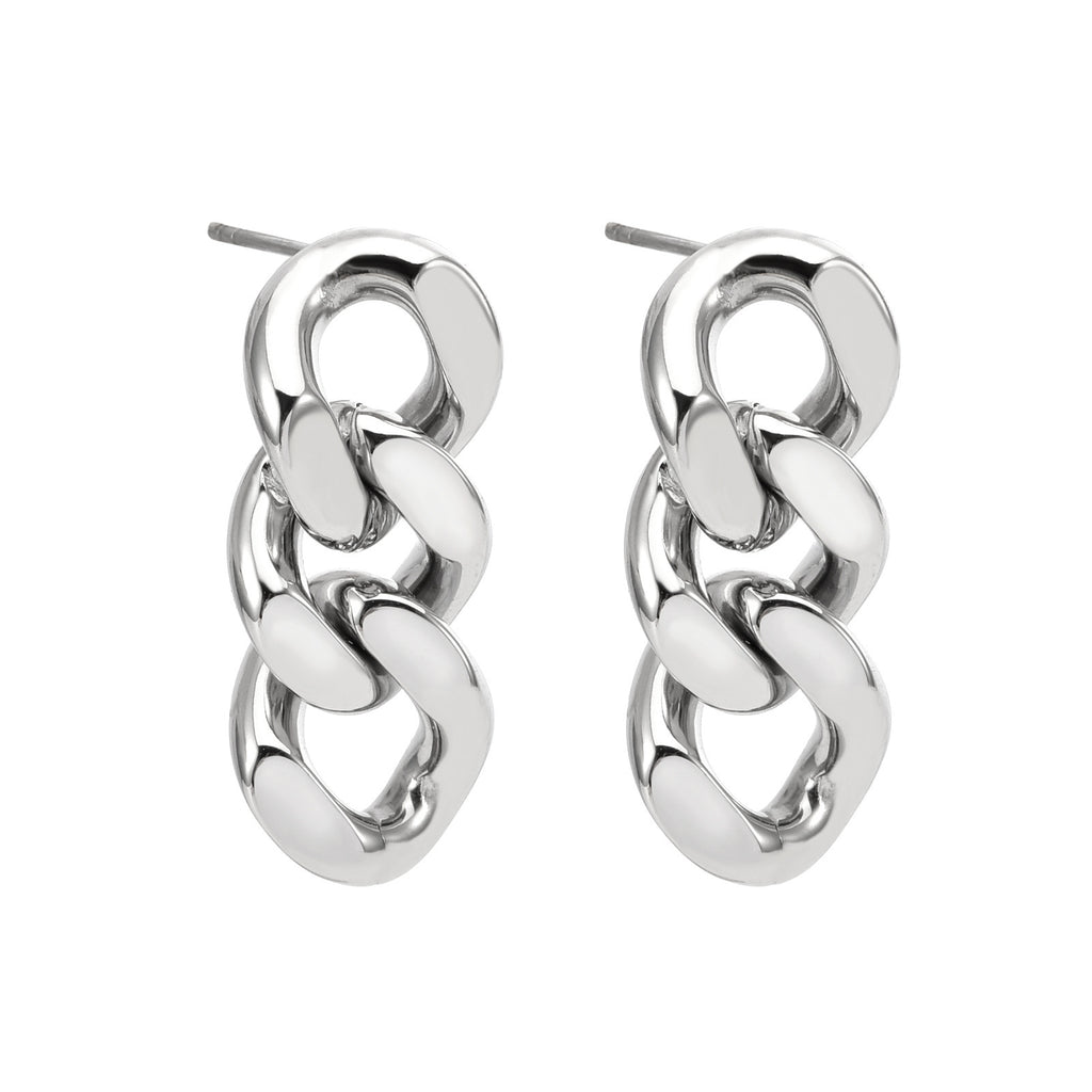 Boucles d'oreilles en acier inoxydable en forme de chaîne à maillons cubains
