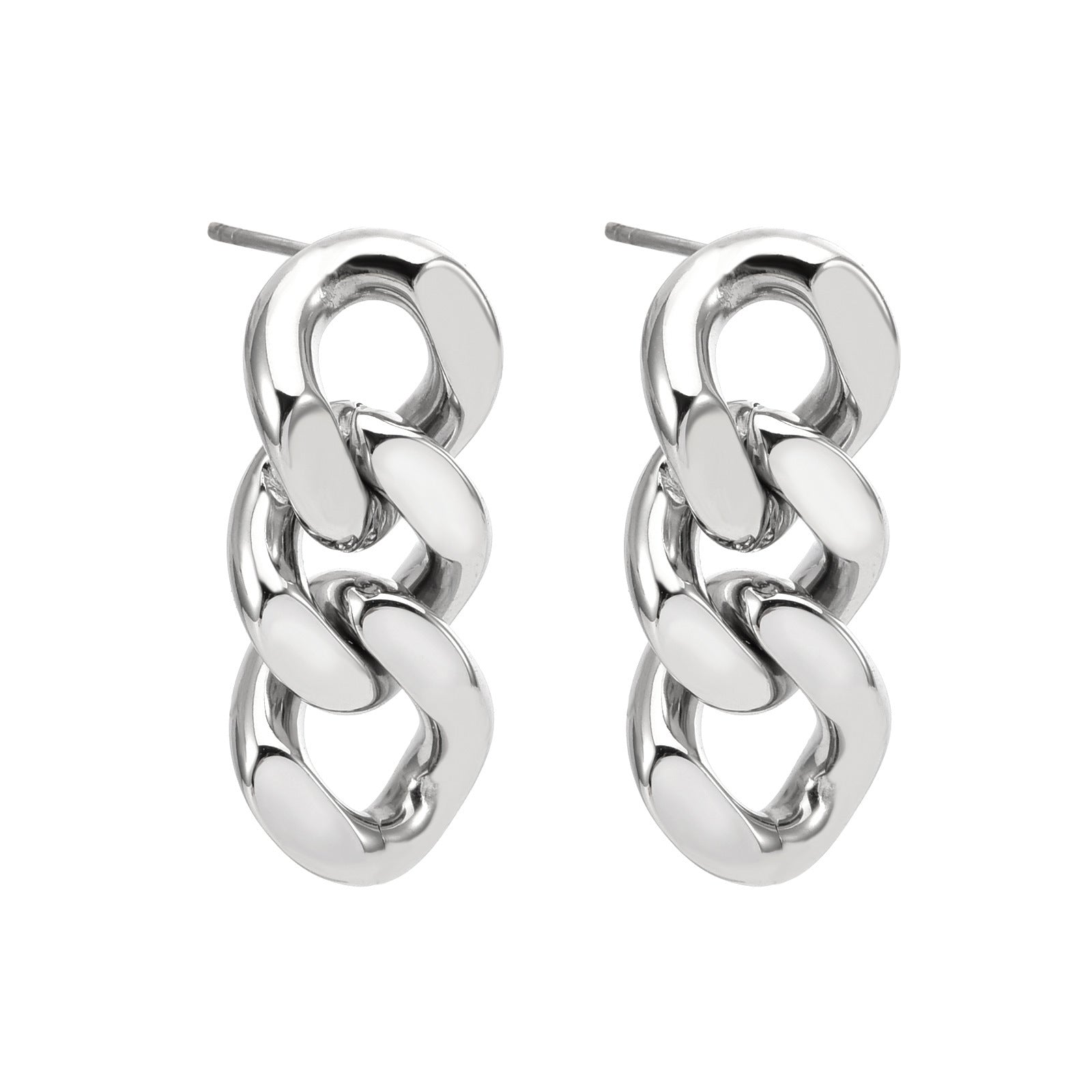 Boucles d'oreilles en acier inoxydable en forme de chaîne à maillons cubains
