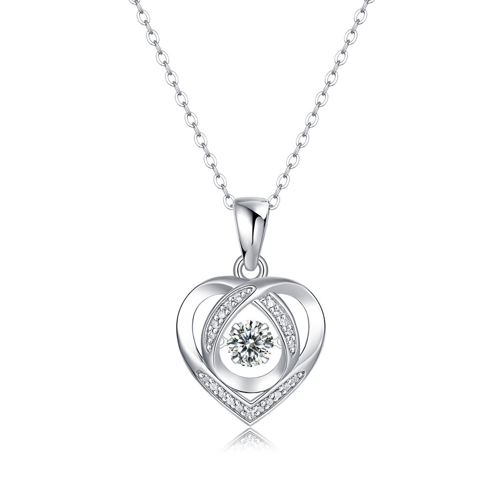 Collier pendentif en forme de coeur avec moissanite de 0,5 carat en argent sterling S925 et placage platine