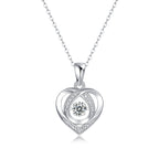 Collier pendentif en forme de coeur avec moissanite de 0,5 carat en argent sterling S925 et placage platine