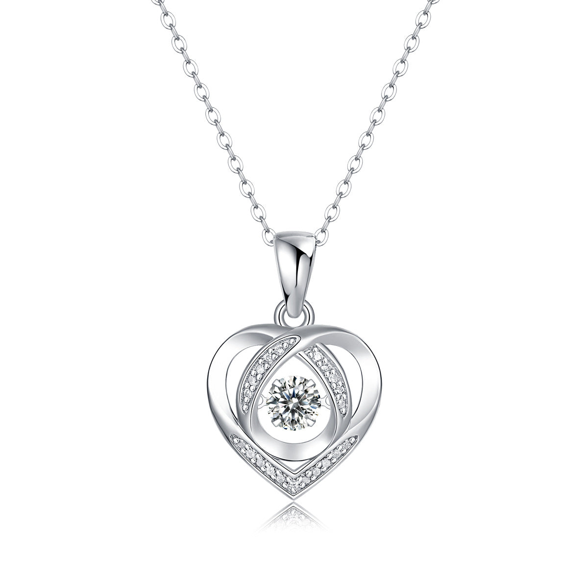 Collier pendentif en forme de coeur avec moissanite de 0,5 carat en argent sterling S925 et placage platine