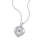 Collier pendentif en forme de coeur avec moissanite de 0,5 carat en argent sterling S925 et placage platine