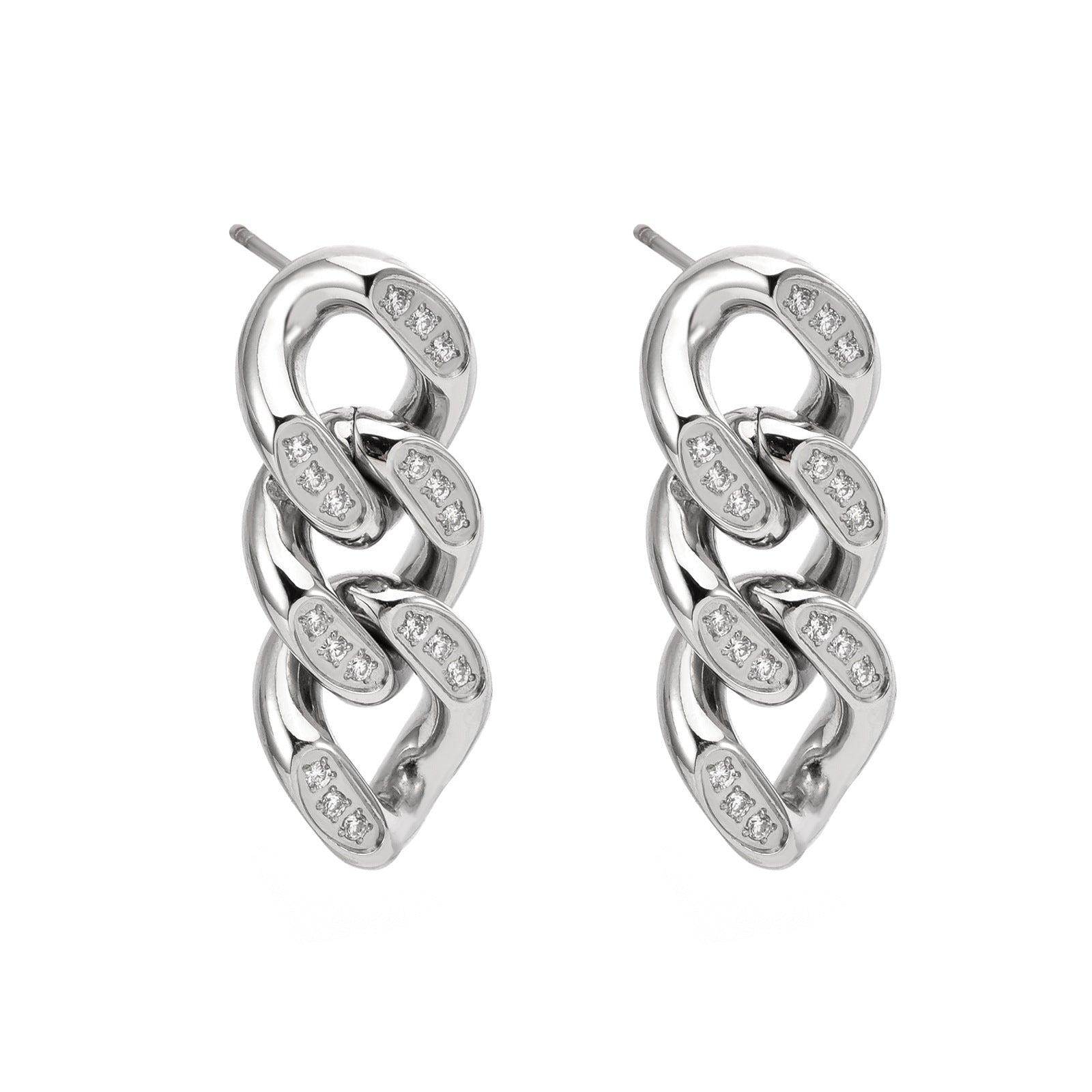 Boucles d'oreilles en acier inoxydable en forme de chaîne à maillons cubains