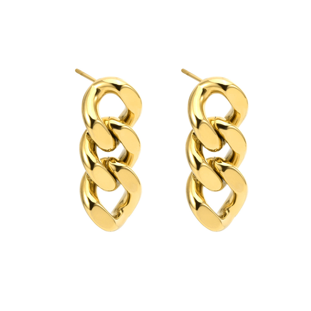 Boucles d'oreilles en acier inoxydable en forme de chaîne à maillons cubains