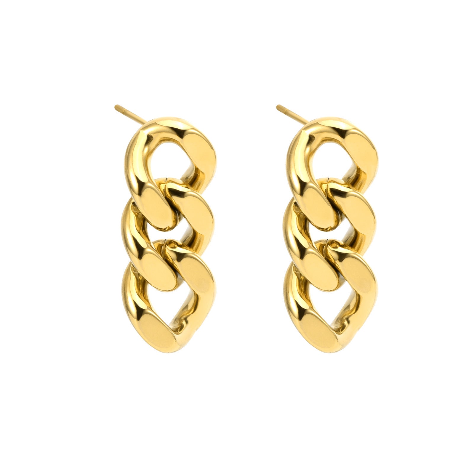 Boucles d'oreilles en acier inoxydable en forme de chaîne à maillons cubains