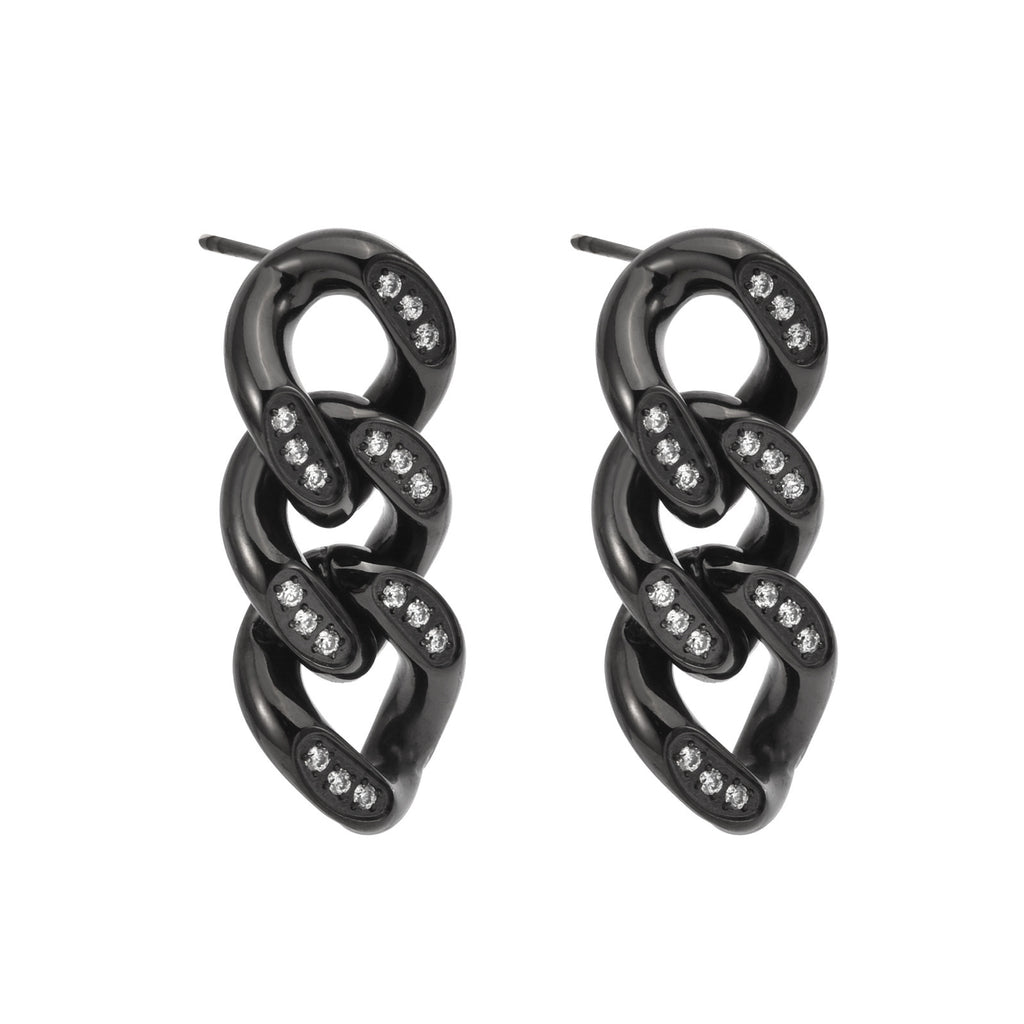 Boucles d'oreilles en acier inoxydable en forme de chaîne à maillons cubains