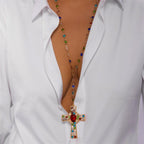 Collier pendentif croix en zircon coloré de haute qualité