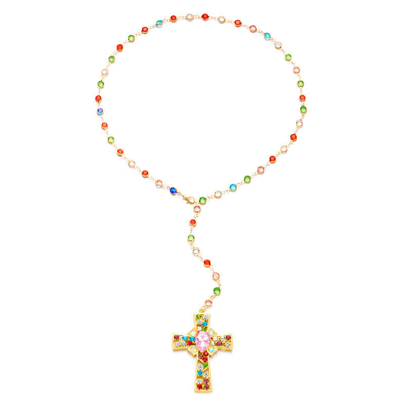 Collier pendentif croix en zircon coloré de haute qualité